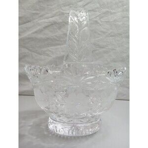 Vintage Hand Cut Medallion Rose Basket By Imperial Crystal